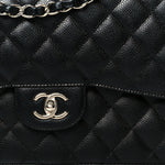 Caviar Quilted Jumbo Double Flap Black
