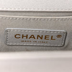 Caviar Quilted Small Boy Flap Light Grey