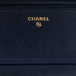 Lambskin Quilted Hold The Line Wallet On Chain WOC Dark Blue