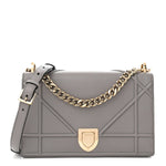Grained Calfskin Medium Diorama Flap Bag Gris