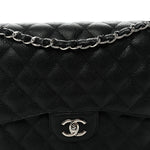 Caviar Quilted Jumbo Double Flap Black