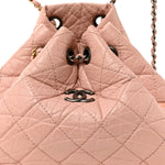Aged Calfskin Quilted Small Gabrielle Backpack Pink