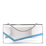 Metallic Mirror Fabric Emmie Clutch Bag Silver
