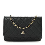 Caviar Quilted Wallet on Chain WOC Black