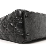 Crinkled Calfskin Cannage Medium Lady Dior Black