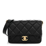 Caviar Quilted Small Twist Your Buttons Flap Black