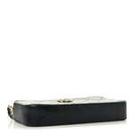 Goatskin Enamel Quilted Small Clutch With Chain Black