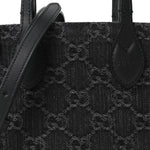 Denim GG Monogram Dollar Calfskin Mini Ophidia Tote Black Grey