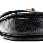 Sequin Lizard Embossed GG Mini Bamboo 1947 Top Handle Chain Bag Black White