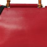 Nappa Bamboo Web Small Nymphaea Top Handle Bag Hibiscus Red
