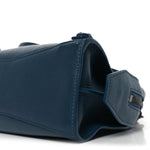 Grained Calfskin Neo Classic Silver Hardware Mini City Petrol Blue