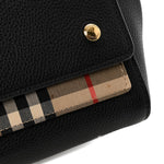 Coated Canvas Calfskin Vintage Check Medium Note Crossbody Bag Black