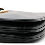 Roxy Calfskin Web Medium Blondie Top Handle Shoulder Flap Bag Black