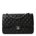 Caviar Quilted Jumbo Double Flap Black