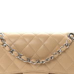 Caviar Quilted Small Double Flap Beige