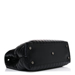 Calfskin Y Quilted Monogram Monochrome Large Loulou Chain Satchel Black