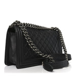 Lambskin Quilted Medium Boy Flap Dark Grey