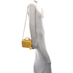 Caviar Quilted Small CC Filigree Vanity Case Yellow