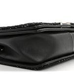 Calfskin Chevron Tweed Medium Boy Flap Black