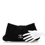 Satin Quilted Half Moon Clutch  Black