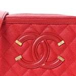 Caviar Quilted Filigree Vanity Clutch With Chain Red