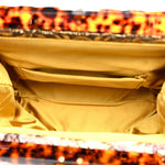 Silk Crystal Beaded Sequin Plexiglass Floral Vanda Circles Chain Clutch Multicolor