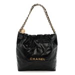 Shiny Calfskin Quilted Small Chanel 22 Black