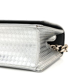 Metallic Patent Micro-Cannage Small Diorama Flap Bag Silver