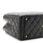 Caviar Quilted Small Shopping Tote Black