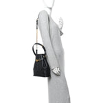 Calfskin CD Embossed Medium C'est Chain Bucket Bag Black