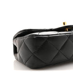 Lambskin Resin Quilted Top Handle Flap Black