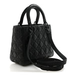 Ultra Matte Calfskin Cannage Medium Lady Dior Black