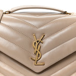 Calfskin Y Quilted Monogram Small Loulou Chain Satchel Dark Beige