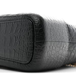 Crocodile Embossed Calfskin Medium Gabrielle Cocodile Hobo Black