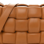 Nappa Maxi Intreccio Padded Cassette Crossbody Bag Caramel