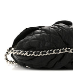 Washed Lambskin Quilted Medium Chain Around Messenger Black
