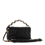 Crumpled Lambskin Quilted Small CC Links Shoulder Bag Black