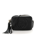 Pebbled Calfskin Small Soho Disco Bag Black