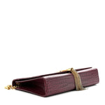 Calfskin Crocodile Embossed Medium Classic Monogram Kate Tassel Satchel Dark Red