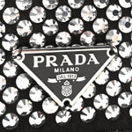 Satin Crystal Metal Triangle Logo Mini Crossbody Bag Cristal