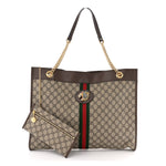 GG Supreme Monogram Large Rajah Chain Tote Beige New Acero