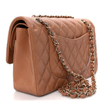 Lambskin Quilted Medium Double Flap Brown