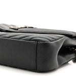 Sheepskin Matelasse Chevron Monogram Medium College Bag Black