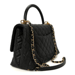 Caviar Quilted Small Coco Handle Flap Black