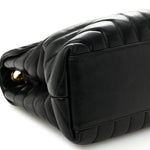 Calfskin Y Quilted Monogram Medium Loulou Chain Satchel Black