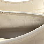 Semi Shiny Calfskin Crocodile Embossed Neo Classic Silver Hardware Nano City Crossbody White