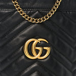 Calfskin Matelasse Mini GG Marmont 2.0 Bucket Bag Black