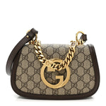 GG Supreme Monogram Textured Dollar Calfskin Mini Blondie Chain Shoulder Flap Bag Beige Ebony New Acero