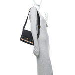 Coated Canvas Calfskin Vintage Check Medium Note Crossbody Bag Black