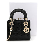 Patent Cannage Mini Lady Dior Black